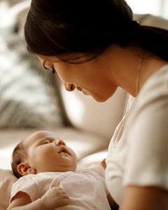 Lady holding a baby
