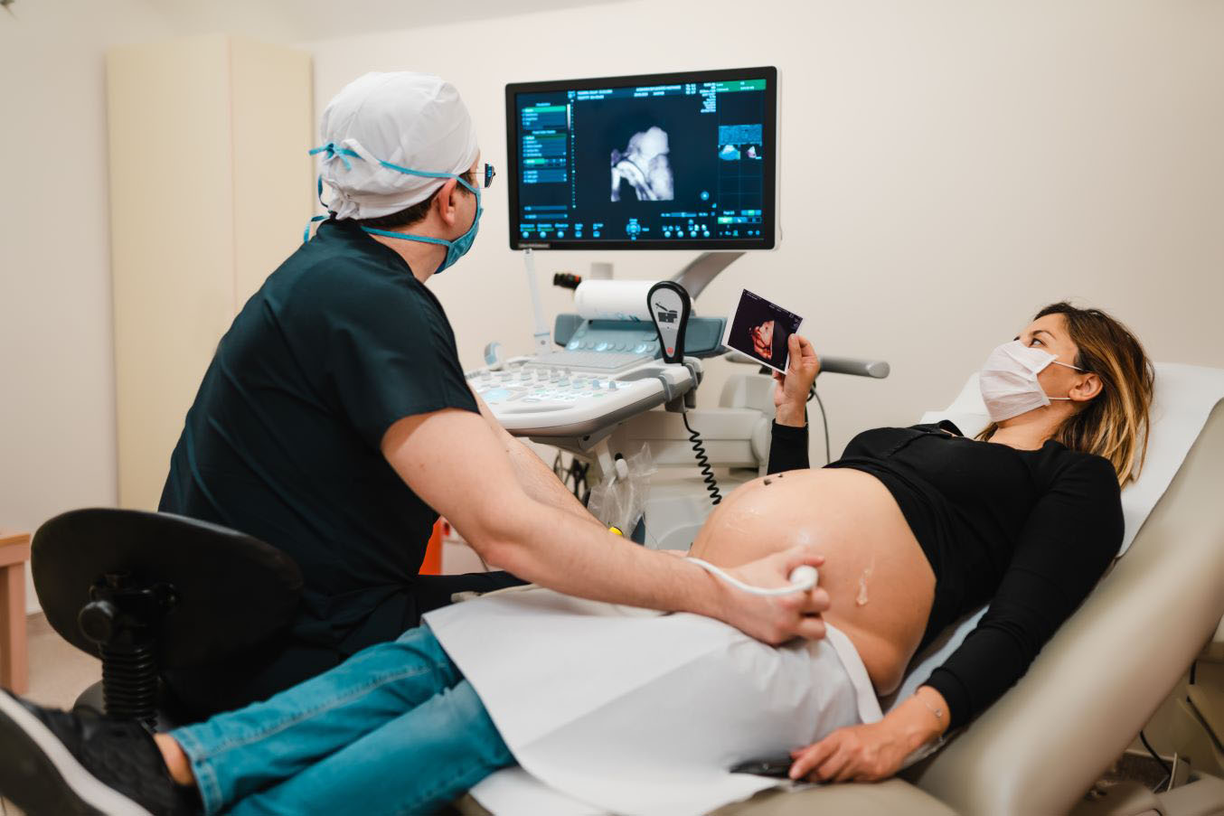 Pregnant woman getting an ultrasound