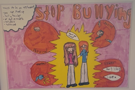 Children's art calling all to stop bullying.