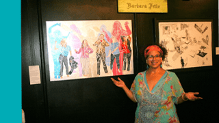 Picture of Barbara Felix in front of her art