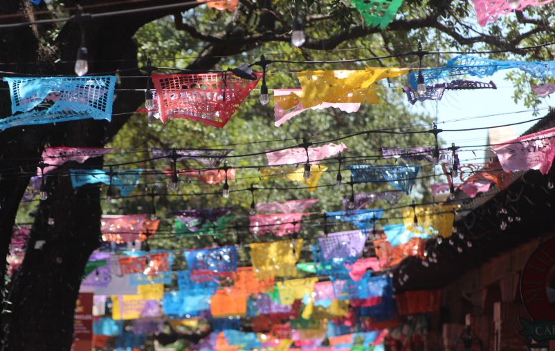 Colorful fiesta flags at Market Square