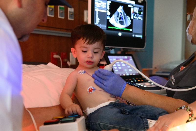 Child gets his heart check with an ultrasound