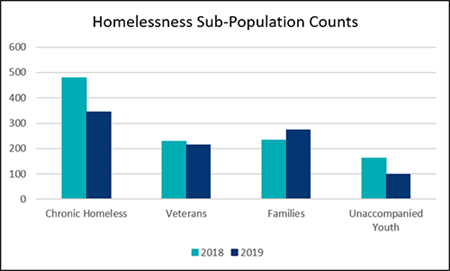 Figure 4: Number of Homelessness Sub-Populations Data from City of San Antonio Point in Time Count, 2019